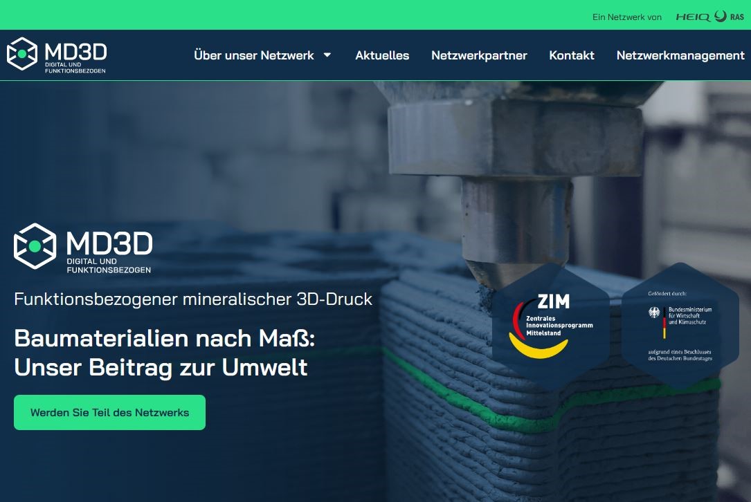 Netzwerk „MD3D – Funktionsbezogener mineralischer 3D-Druck“ gegründet | Innovationsplattform online