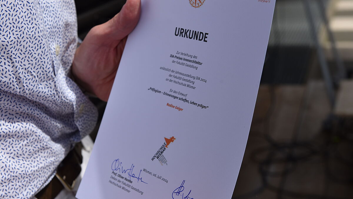 Urkunde für die Ausgezeichneten.