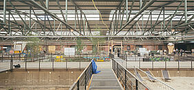 Panorama of the construction work in the Oberhafen track hall in Hamburg, photo: J. Delissen