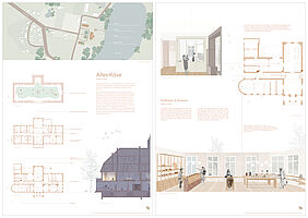 Entwurf Ava Knauf, Plan 01 & 02 Konzept "Alles Käse" - Käserei mit Hofladen und Café
