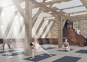 Visualisierung, Yogakurs im Dachgeschoss der Kulturkirche 