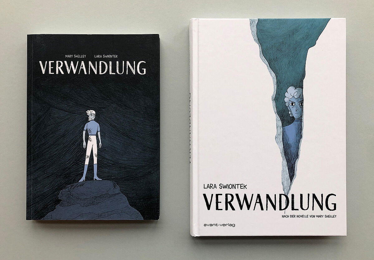 Lara Swiontek "Verwandlung", links die Diplomarbeit und rechts die beim Avant-Verlag erschienene Fassung