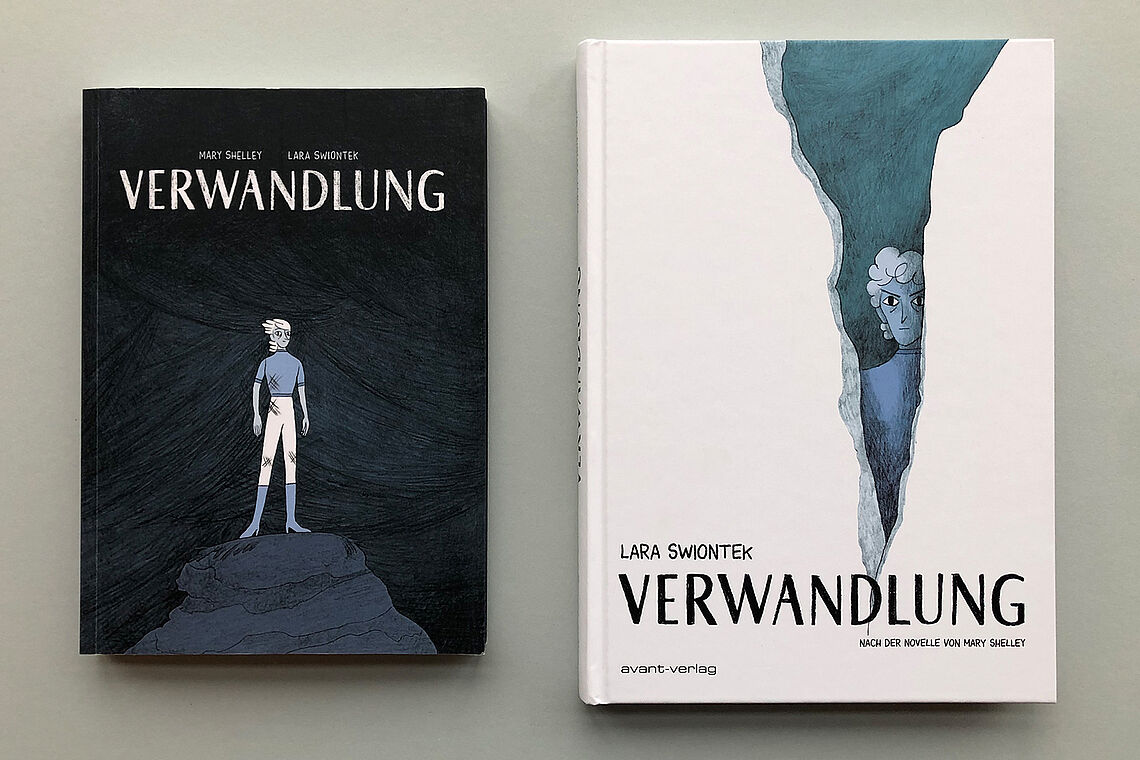 Lara Swiontek "Verwandlung", on the left the diploma thesis and on the right the version published by Avant-Verlag.