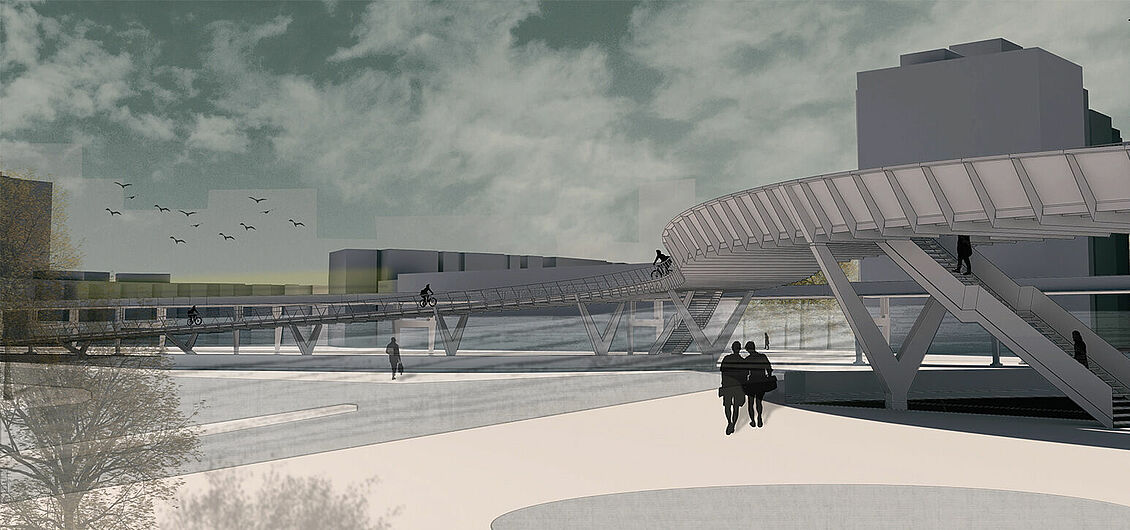 Maximilian Gedamke (Bachelor Architektur), Inga Hogrefe (Bachelor Architektur) und Katharina Ropers (Master Bauingenieurwesen) : „X-BERG-WELLE“